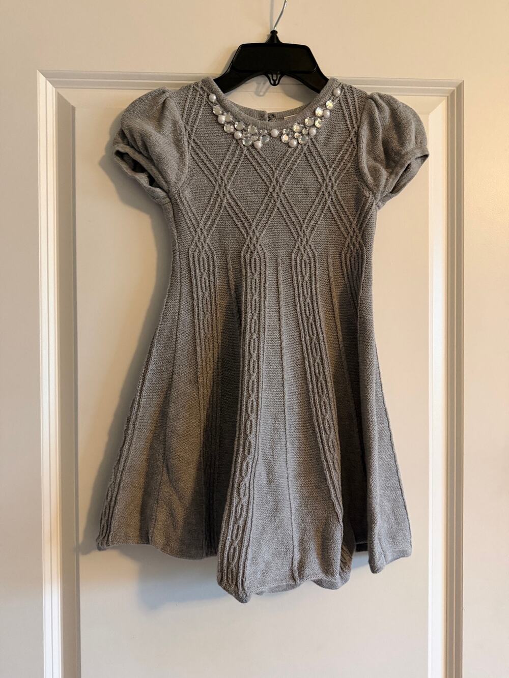 Gymboree Girls Gray Sweater Dress with Rhinestone Detail Size 6